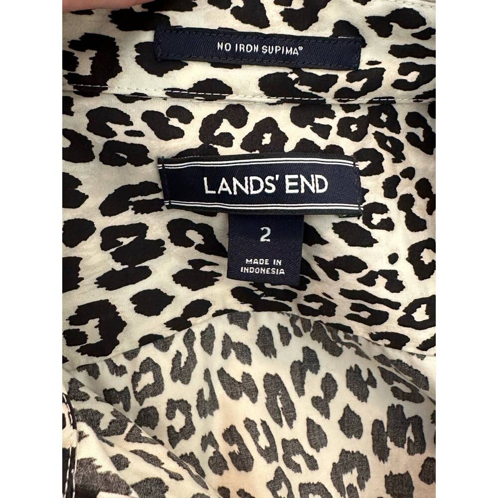 Land’s End animal print long sleeves buttoned blouse size 2 - Picture 3 of 11
